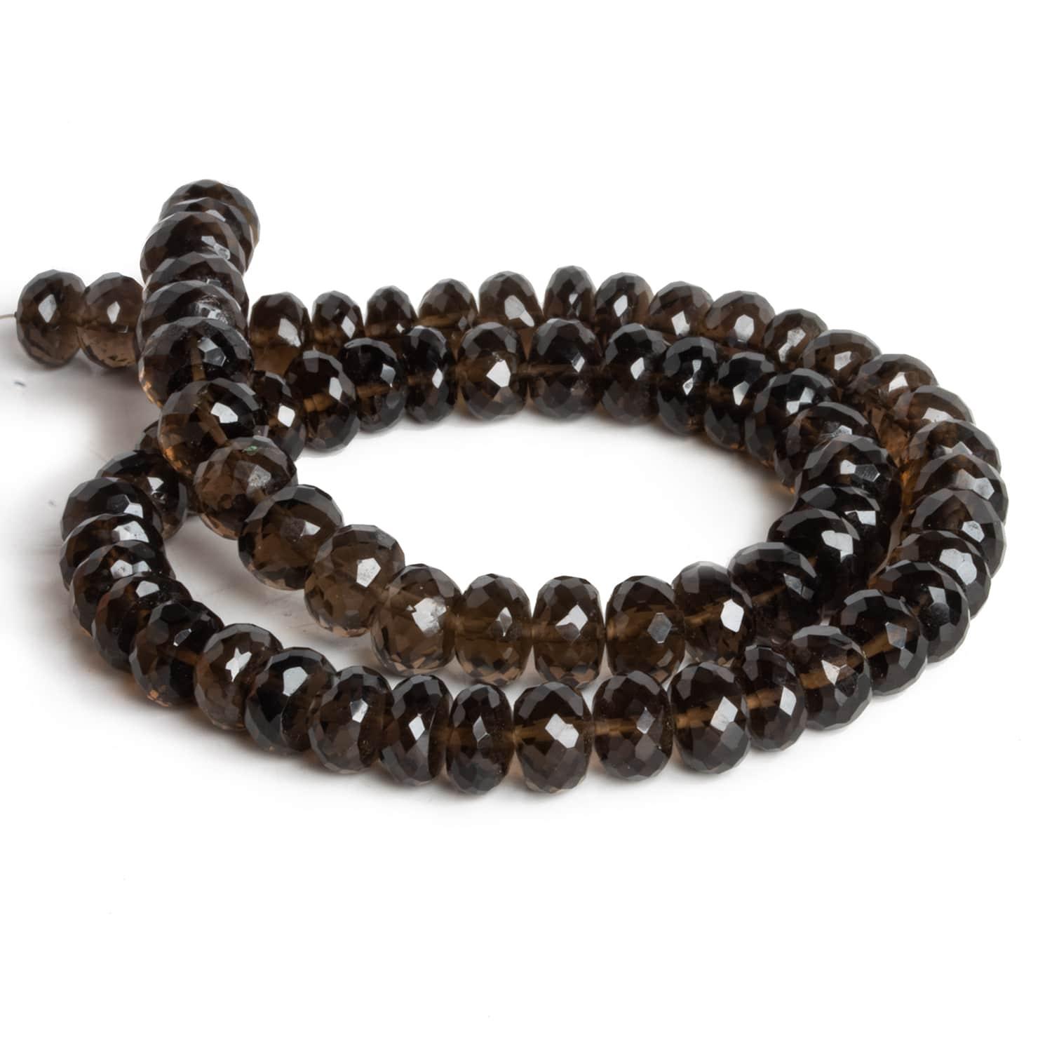 7-8mm Smoky Quartz Faceted Rondelles 14 inch 70 beads - The Bead Traders