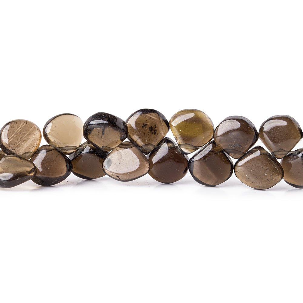 7-8mm Smoky Quartz plain heart Beads 8 inch 53 pieces - The Bead Traders