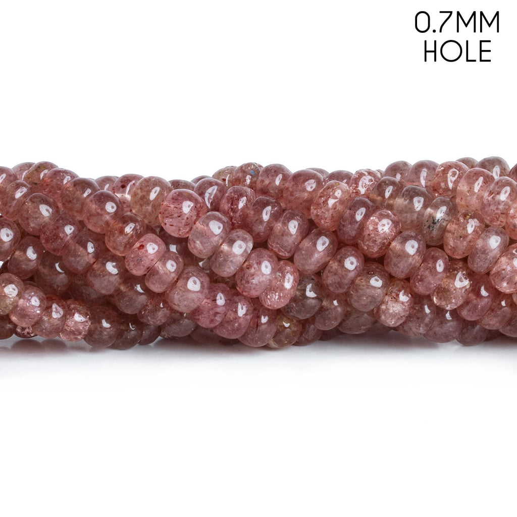 7-8mm Strawberry Quartz Plain Rondelles 16 inch 80 beads - The Bead Traders