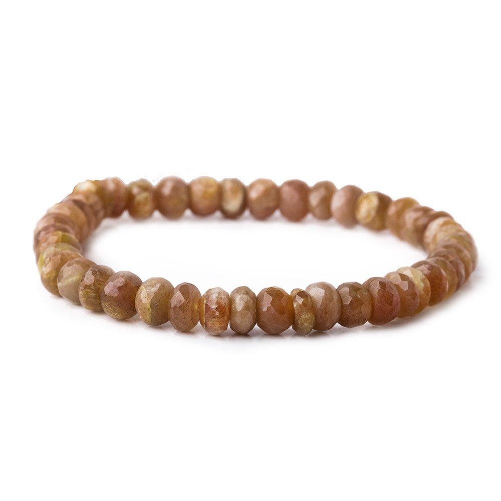 7-8mm Sunstone faceted rondelle Beads 8 inches 40 pieces - The Bead Traders