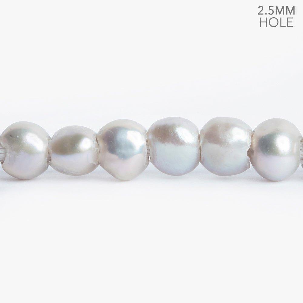 7-8mm Warm Silver Baroque Large Hole Freshwater Pearls 16 inch 67pcs - The Bead Traders