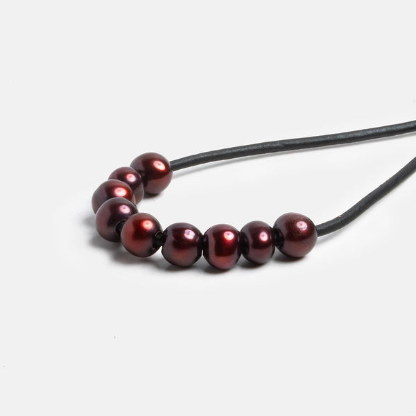 7-8mm Wine Large Hole Off Round Pearls 15 inch 60 pieces
