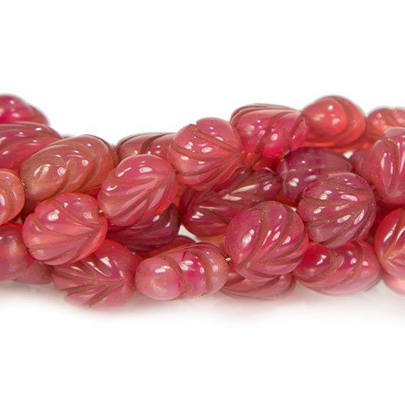 7-9mm Berry Chalcedony straight drilled Carved Oval beads 7.5 inch 23 pieces - The Bead Traders