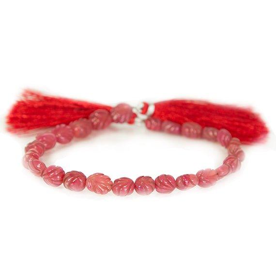 7-9mm Berry Chalcedony straight drilled Carved Oval beads 7.5 inch 23 pieces - The Bead Traders