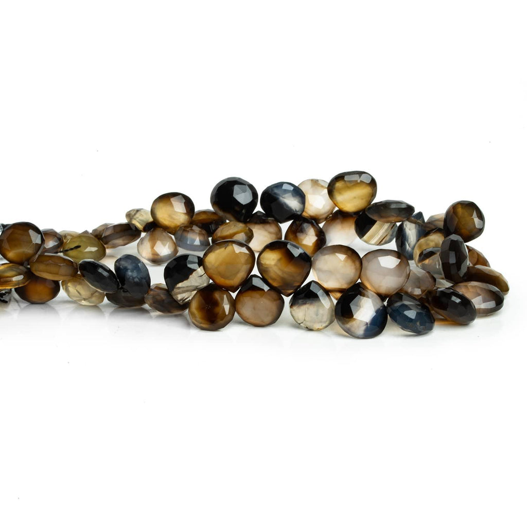 7-9mm Black Chalcedony Faceted Hearts 8 inch 50 beads - The Bead Traders