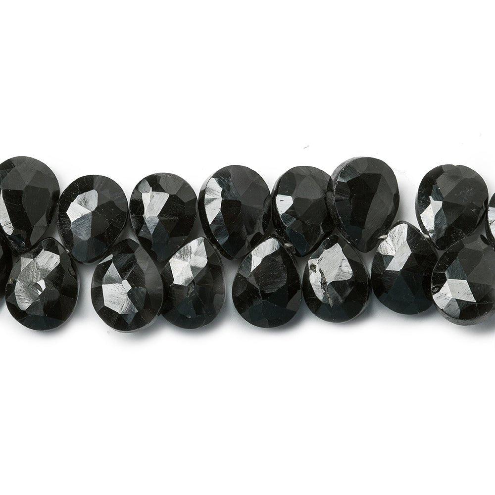 7-9mm Black Spinel Faceted Pear Beads 8 inch 68 pieces - The Bead Traders