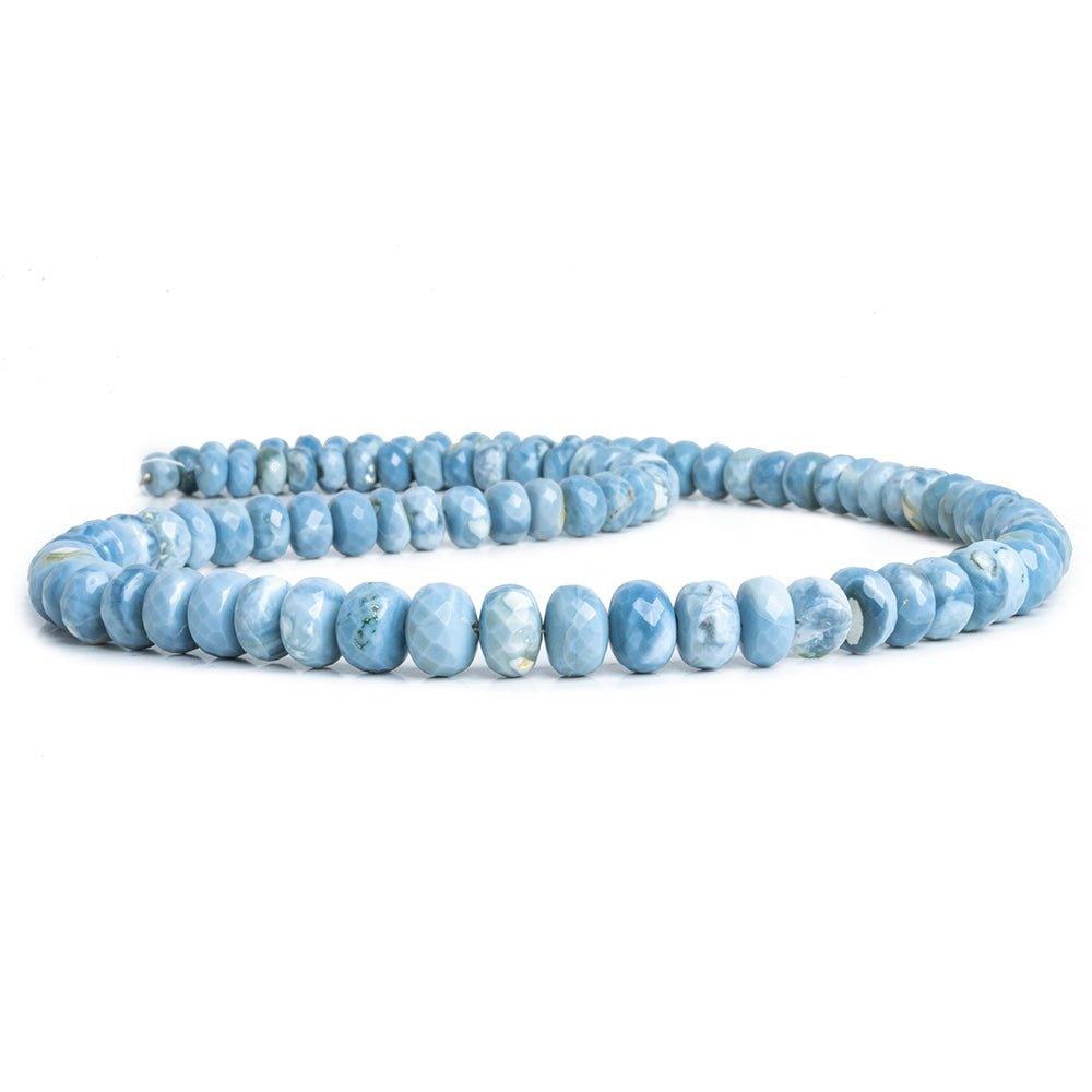 7-9mm Denim Blue Opal Faceted Rondelle Beads 18 inch 100 pieces - The Bead Traders