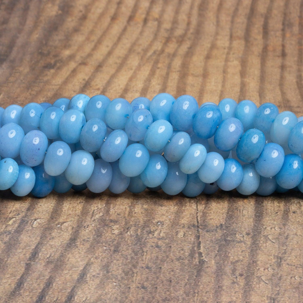 7-9mm Light Blue Opal Plain Rondelles 16 inch 65 beads - The Bead Traders