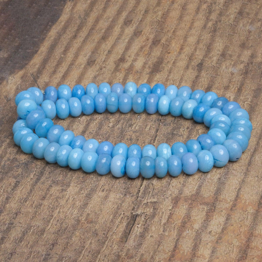 7-9mm Light Blue Opal Plain Rondelles 16 inch 65 beads - The Bead Traders