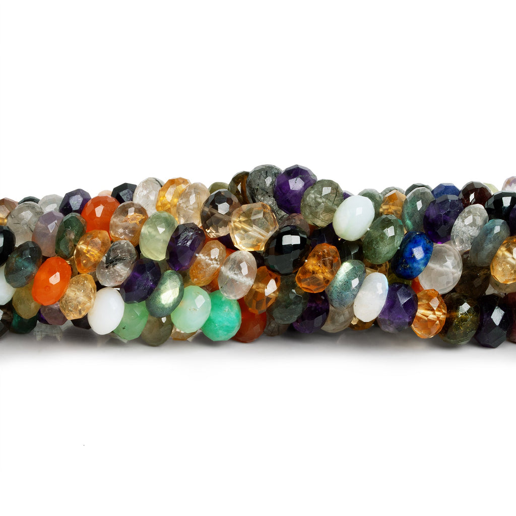 7-9mm Multi Gemstone Faceted Rondelles 15 inch 75 beads - The Bead Traders