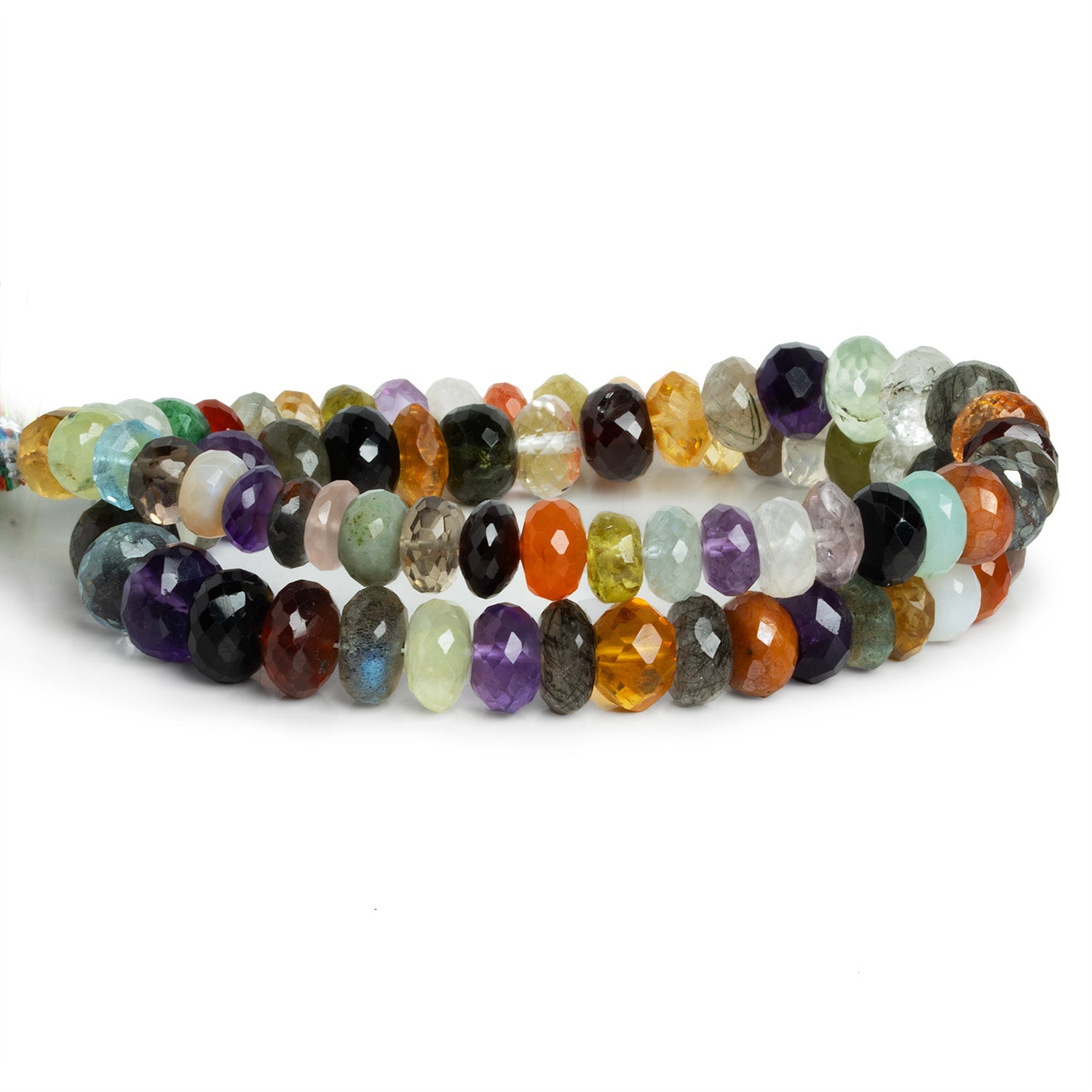 7-9mm Multi Gemstone Faceted Rondelles 15 inch 75 beads - The Bead Traders