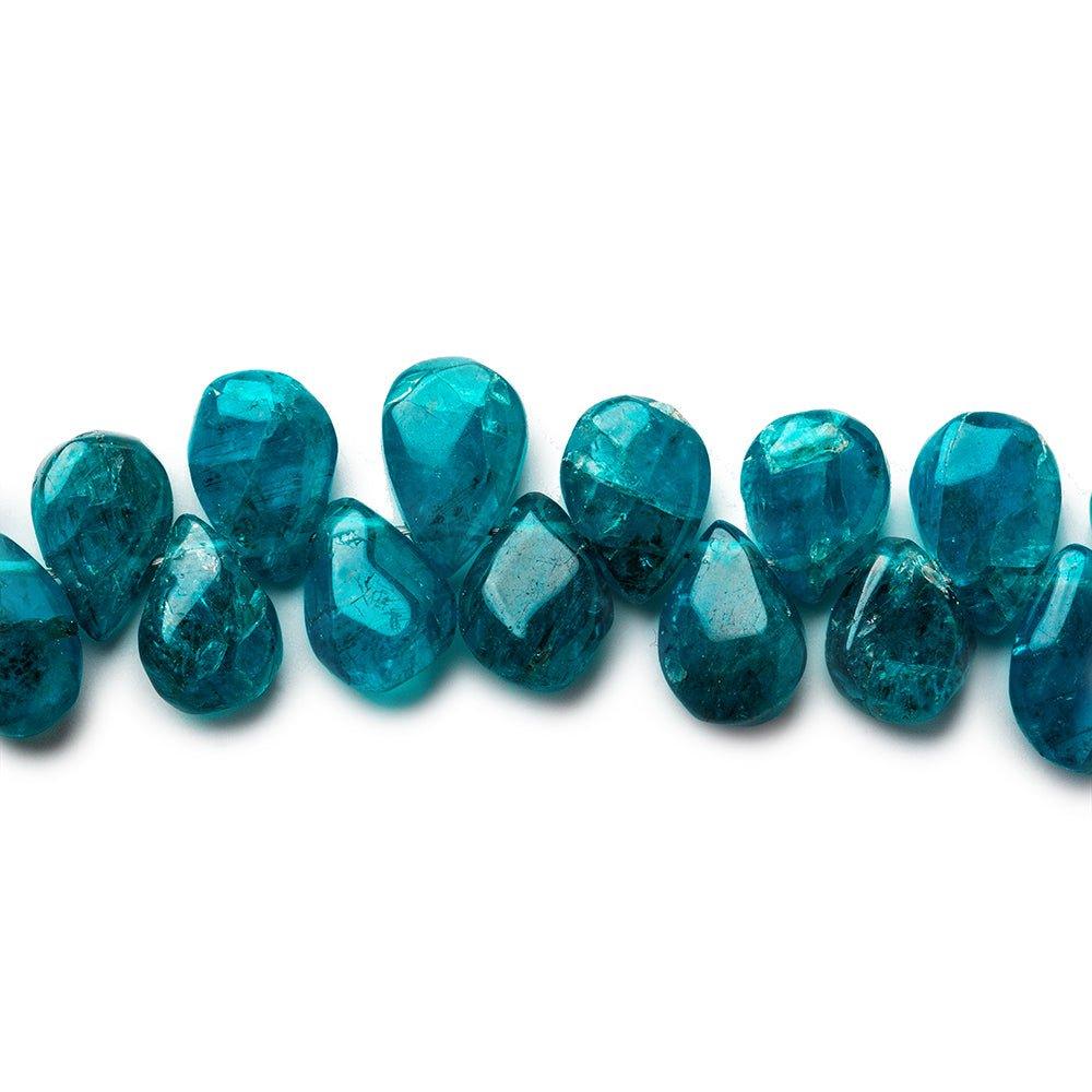 7-9mm Neon Blue Apatite Plain Pear Beads 8 inch 50 pieces - The Bead Traders