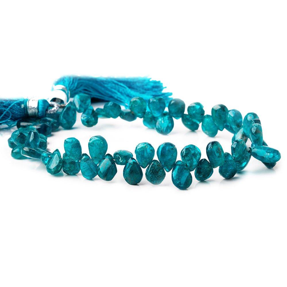 7-9mm Neon Blue Apatite Plain Pear Beads 8 inch 50 pieces - The Bead Traders