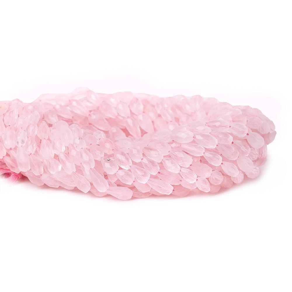 7-9mm Rose Quartz Faceted Teardrop Beads 14 inch 43 beads - The Bead Traders
