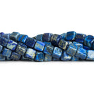 7.5-8.5mm Lapis Lazuli Plain Cube Beads 8 inch 24 pieces - The Bead Traders