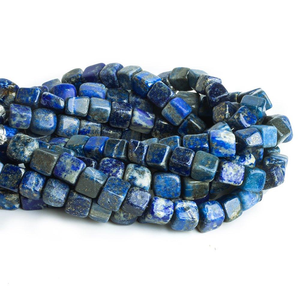 7.5-8.5mm Lapis Lazuli Plain Cube Beads 8 inch 24 pieces - The Bead Traders