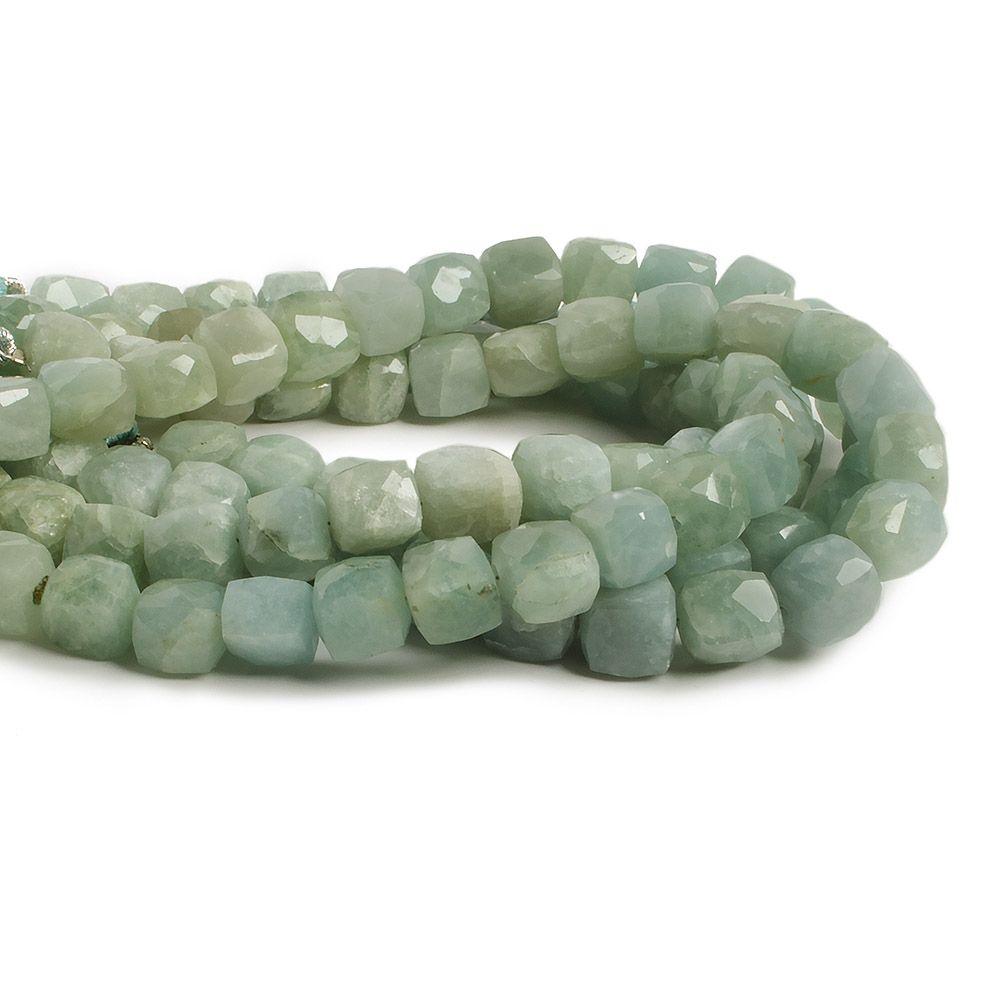 7.5-8mm Aquamarine Faceted Cube Beads 8 inch 24 pieces - The Bead Traders