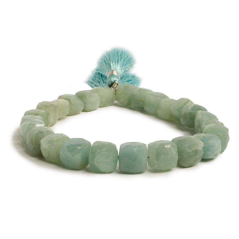 7.5-8mm Aquamarine Faceted Cube Beads 8 inch 24 pieces - The Bead Traders