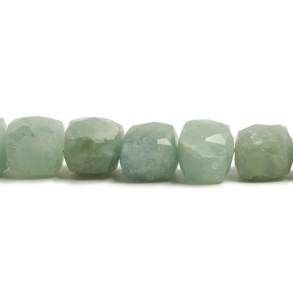 7.5-8mm Aquamarine Faceted Cube Beads 8 inch 24 pieces - The Bead Traders