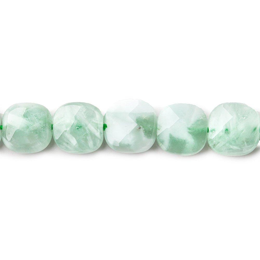7.5-8mm Green Angelite faceted pillow beads 15.5 inch 50 beads - The Bead Traders