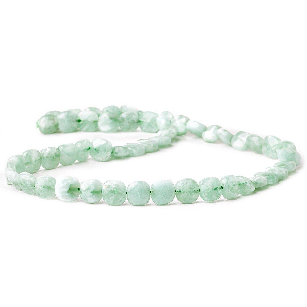 7.5-8mm Green Angelite faceted pillow beads 15.5 inch 50 beads - The Bead Traders