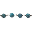 7.5-8mm Matte Apatite plain coin Black Gold plated Chain by the foot 22 beads - The Bead Traders