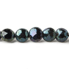 7.5-8mm Mystic Black Spinel faceted Coin Beads 8 inch 27 pieces - The Bead Traders