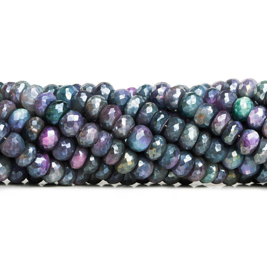 Mystic Blue Dyed Natural Quartz Rondelle Beads