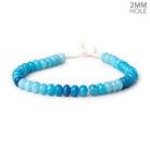 7.5-8mm Neon Blue Opal 2mm Large Hole Plain Rondelles 8 inch 38 beads - The Bead Traders
