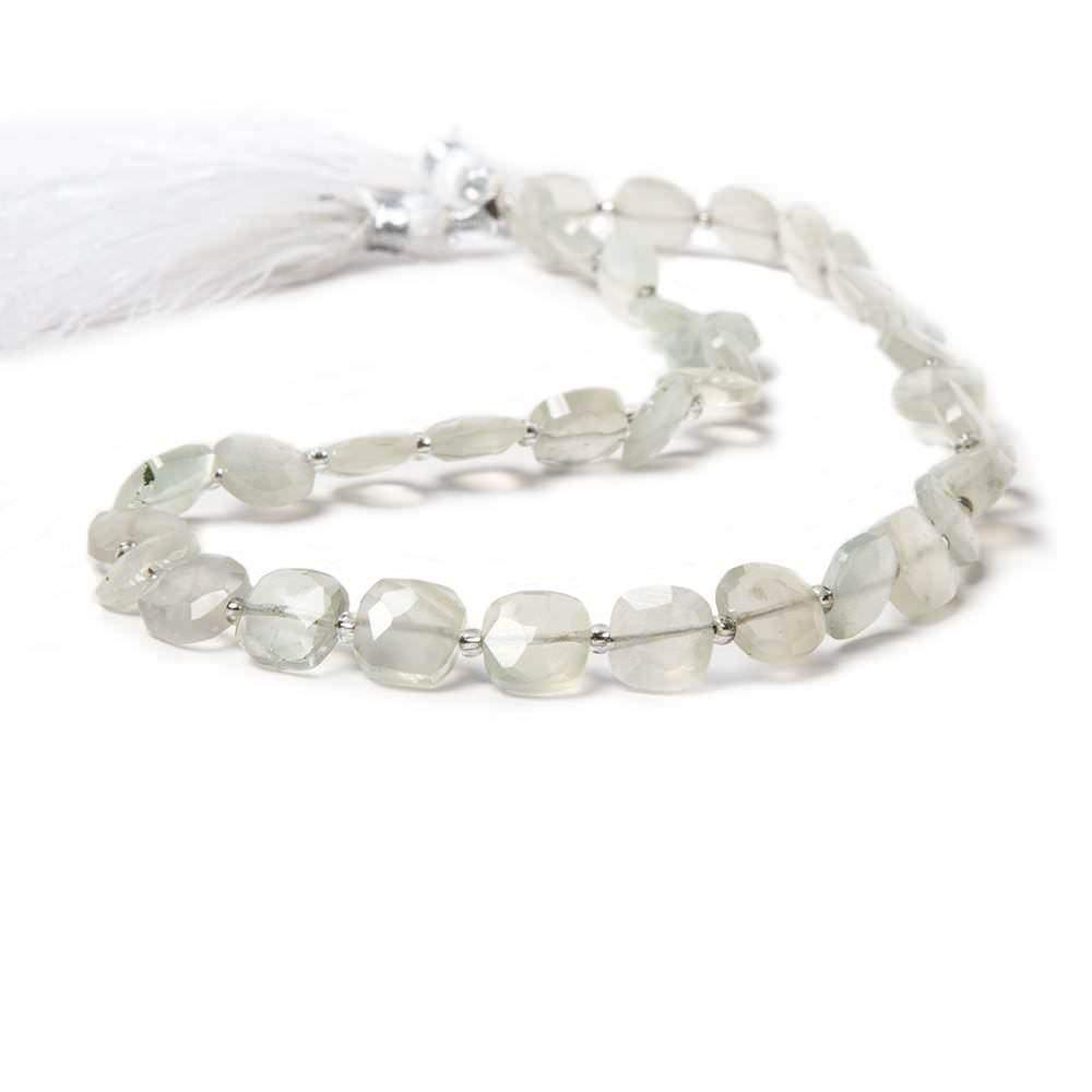 7.5-9.5mm Off White Moonstone faceted pillow beads 14 inch 34 pieces - The Bead Traders