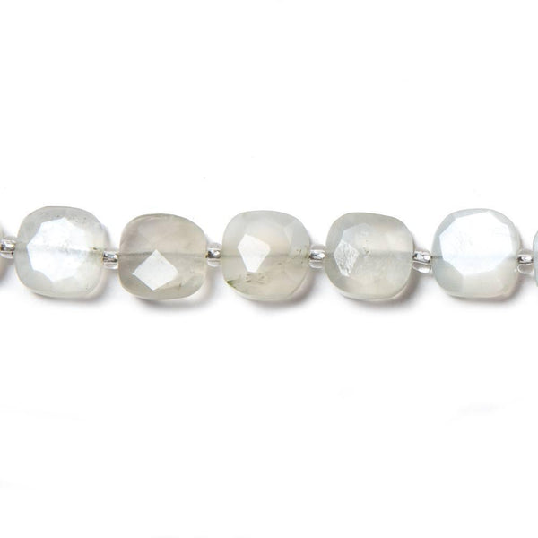 7.5-9.5mm Off White Moonstone faceted pillow beads 14 inch 34 pieces