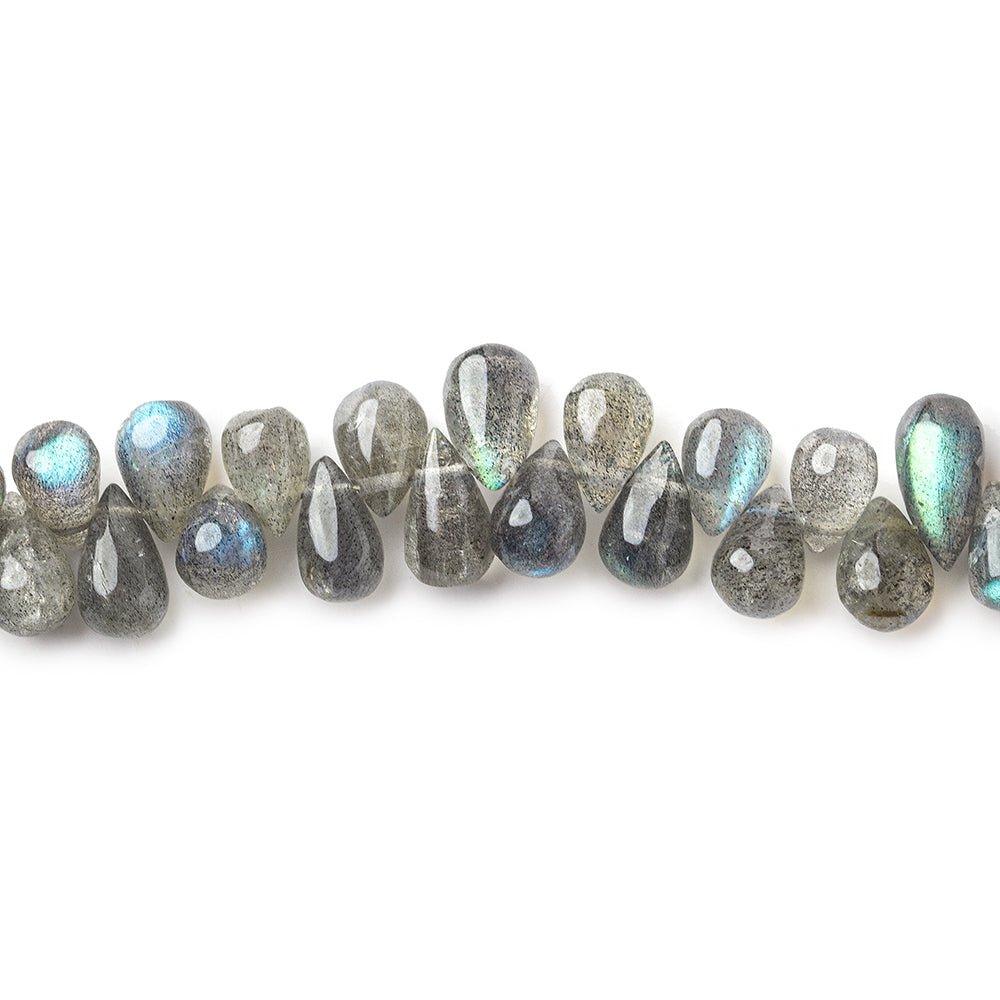 7.5-9mm Labradorite Plain Teardrop Beads 8 inch 65 pieces - The Bead Traders