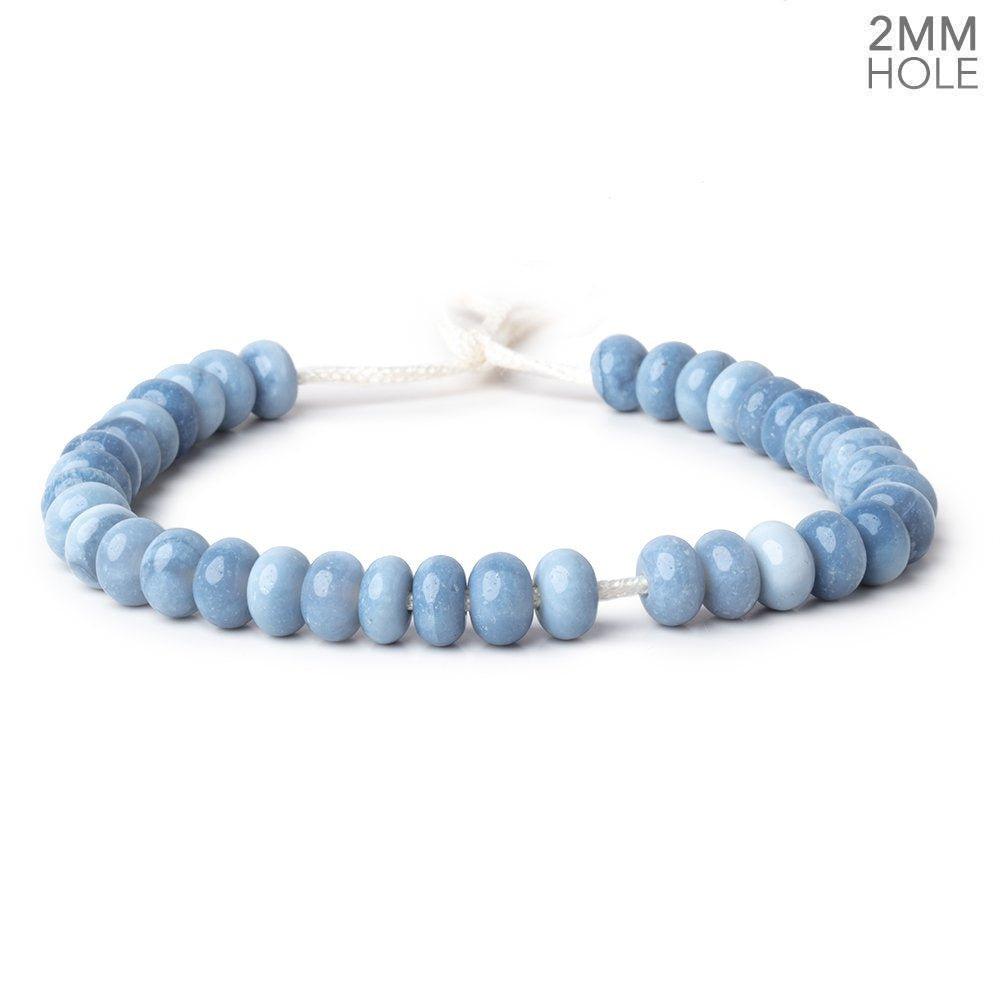 7.5-9mm Owyhee Denim Blue Opal 2mm Large Hole Plain Rondelles 8 inch 37 beads - The Bead Traders