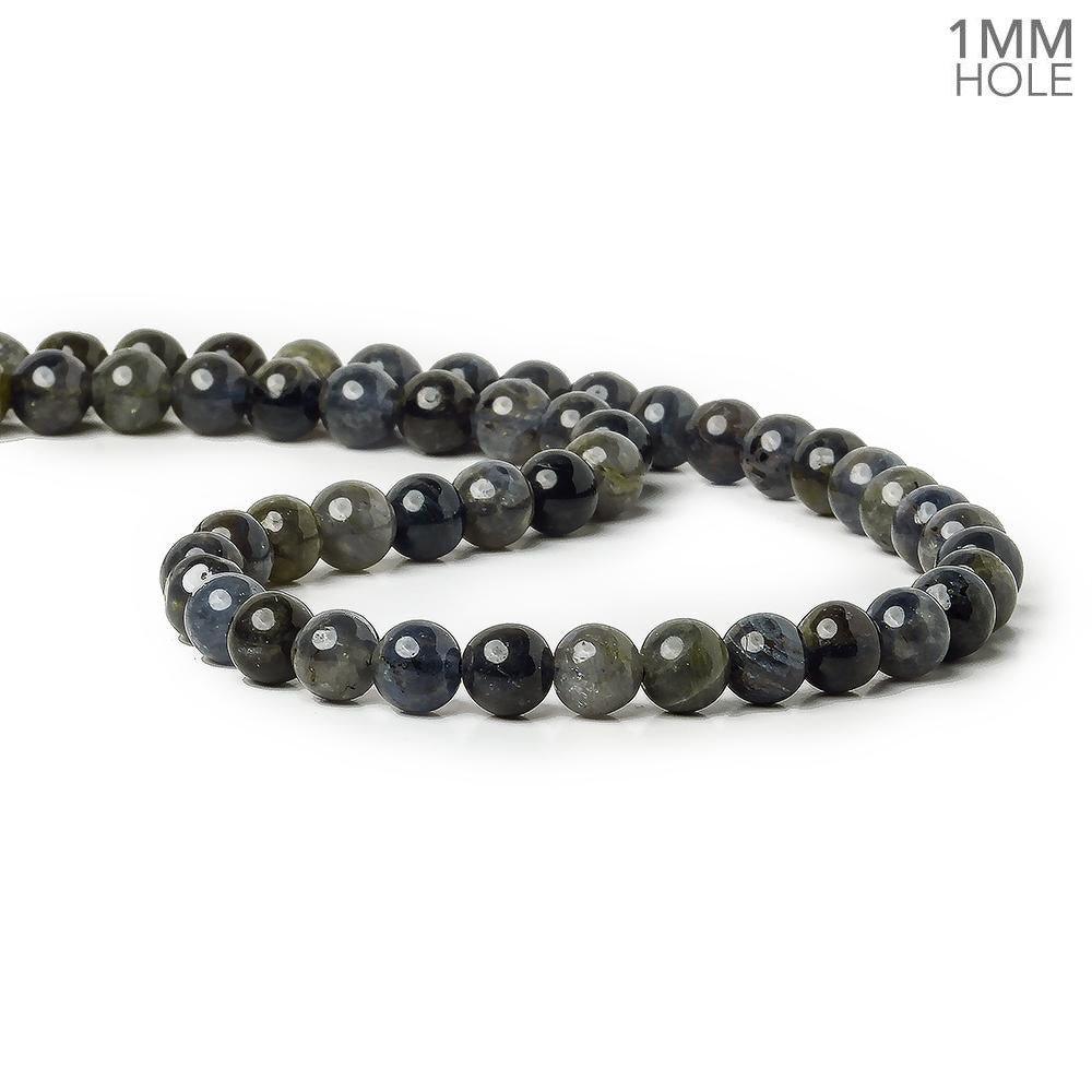 7.5mm Iolite plain rounds 54 beads 15.5 inch - The Bead Traders
