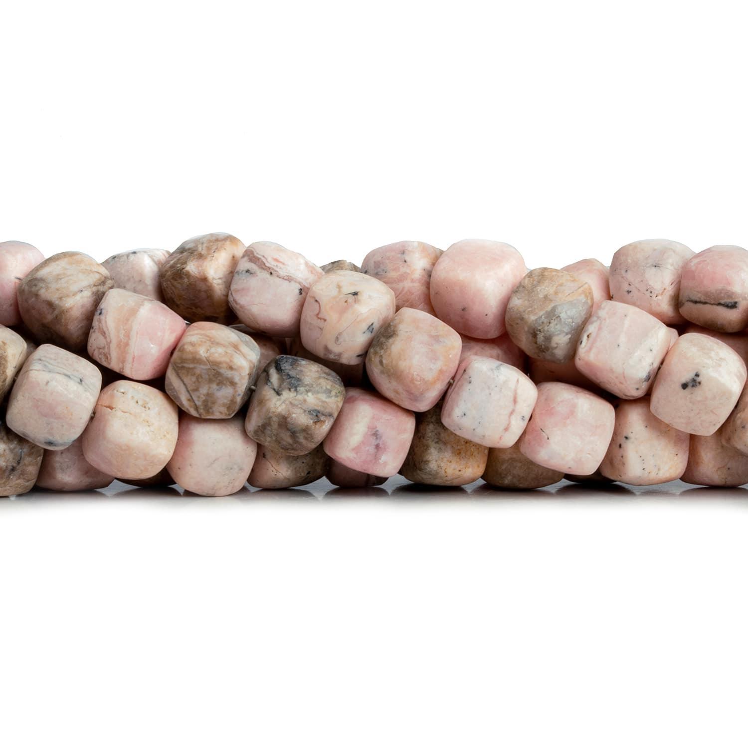 7.5mm Matte Rhodochrosite Plain Cube Beads 7 inch 25 pieces - The Bead Traders