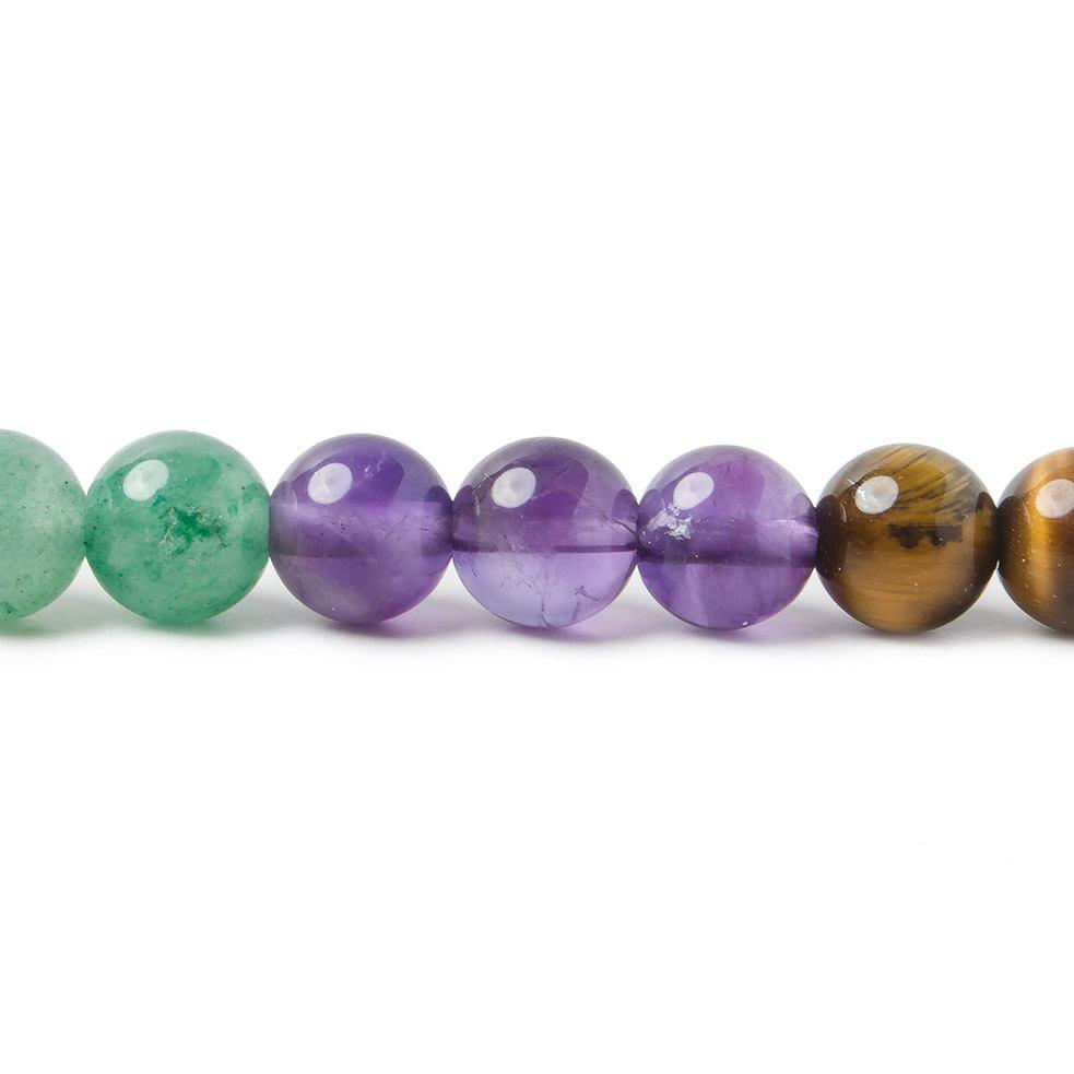7.5mm Multi Gemstone Plain Round Beads, 15 inch - The Bead Traders