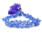 7.5mm Santorini Blue Chalcedony faceted hearts 8 inch 57 beads - The Bead Traders
