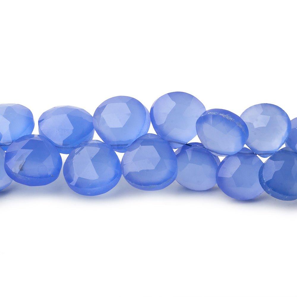 7.5mm Santorini Blue Chalcedony faceted hearts 8 inch 57 beads - The Bead Traders