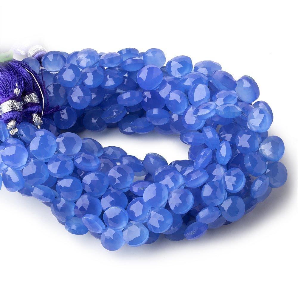 7.5mm Santorini Blue Chalcedony faceted hearts 8 inch 57 beads - The Bead Traders