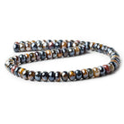 7.5mm Silver Metallic Multi Color Tiger's Eye faceted rondelles 15.5 inch 78 beads - The Bead Traders
