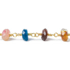7.5mm Tropical Chalcedony faceted rondelle Gold plated Chain by the foot 26 pieces - The Bead Traders