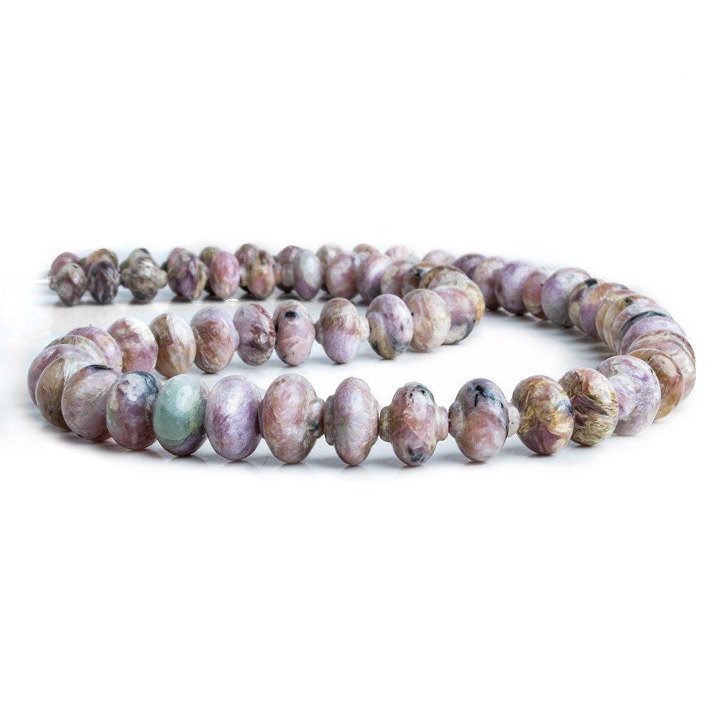 7.5x5-11x8mm Charoite lantern-like fancy rondelle beads 18 inches 62 pieces - The Bead Traders