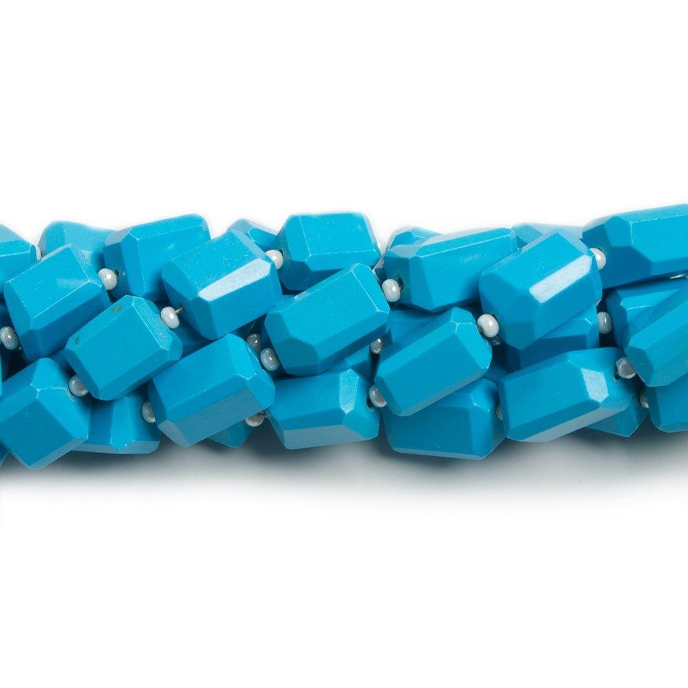 7.5x6-10x6mm Dyed Turquoise Howlite faceted rectangle beads 33 pieces - The Bead Traders