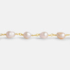 7.5x6.5mm Light Peach Baroque Freshwater Pearl Gold Chain - The Bead Traders
