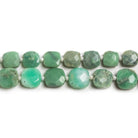 7.5x7.5-10.5x10.5mm Chrysoprase faceted pillows 68 beads Set of 2 strands - The Bead Traders