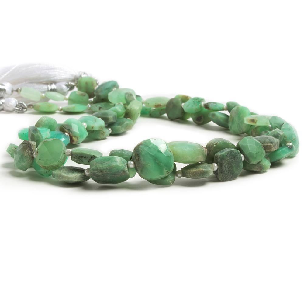 7.5x7.5-10.5x10.5mm Chrysoprase faceted pillows 68 beads Set of 2 strands - The Bead Traders