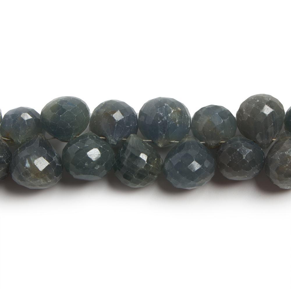 7.5x8-10x10mm Green Blue Sapphire Faceted Candy Kiss Beads 7.5 inch 47 pcs - The Bead Traders