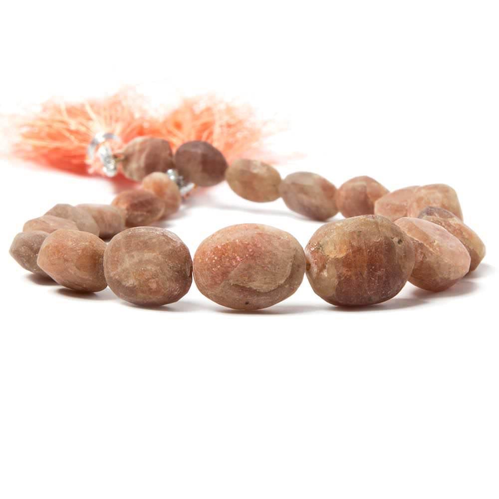 7mm-14mm Frosted Sunstone Plain Oval Beads 8 inch 18 pieces - The Bead Traders