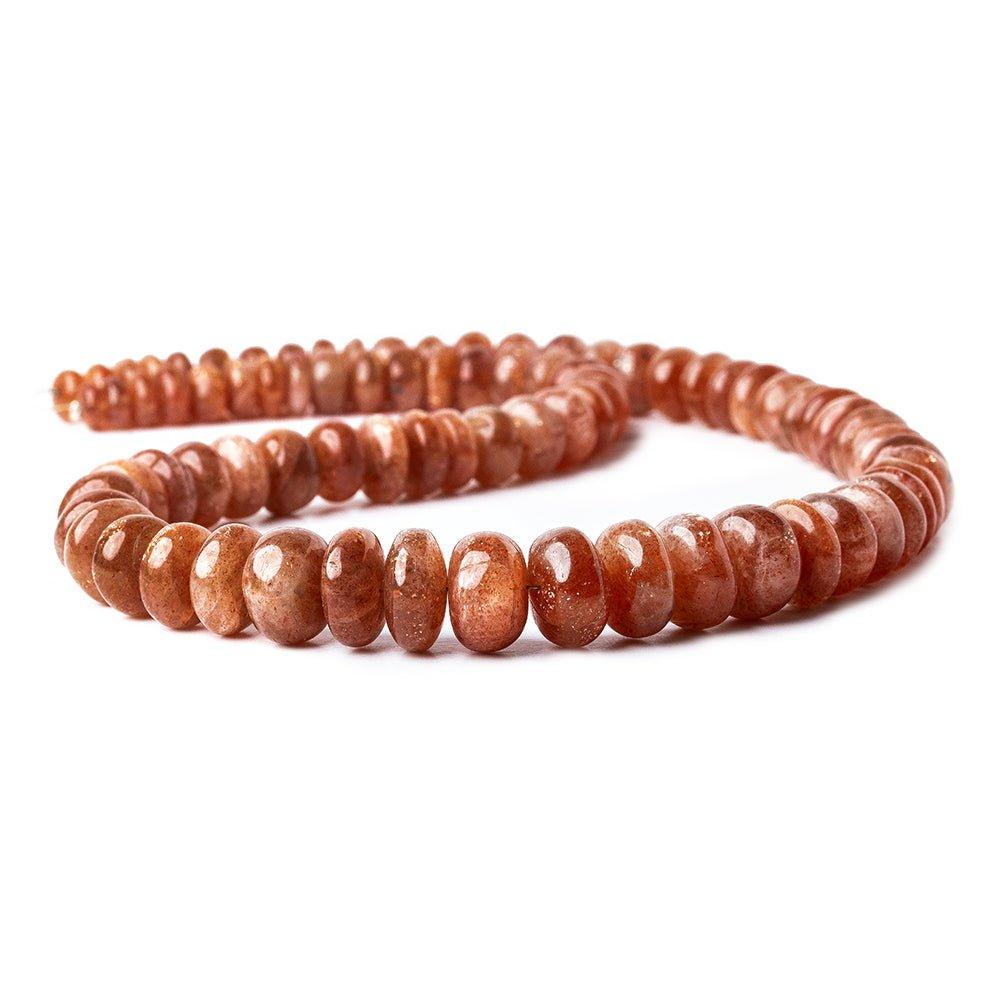 7mm - 14mm Sunstone plain rondelle beads 18 inches 53 beads - The Bead Traders