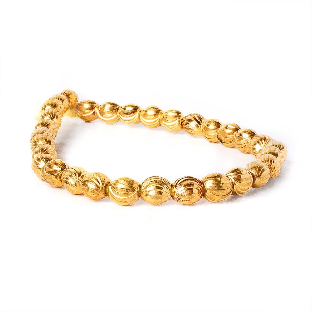 7mm 22kt Gold Plated Brass Scallop Oval Beads - The Bead Traders